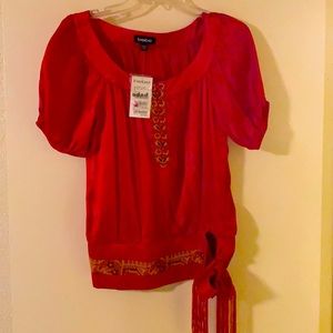 Bebe Embro Waist Puff Top